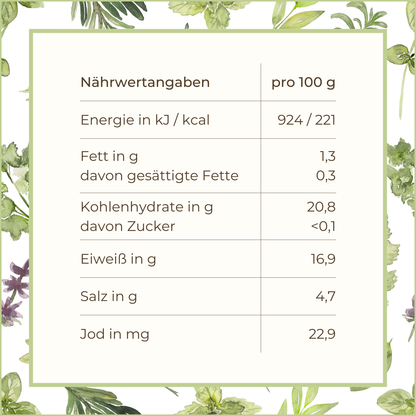 Dulse mit natürlichem Jod Nährwertangabe | Naturstoff