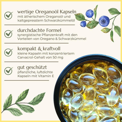 Eigenschaften der Oreganoöl Kapseln aufgelistet | Naturstoff
