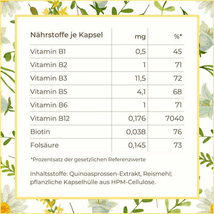 Inhaltsstoffe der Quinoasprossen Kapseln aufgelistet Naturstoff