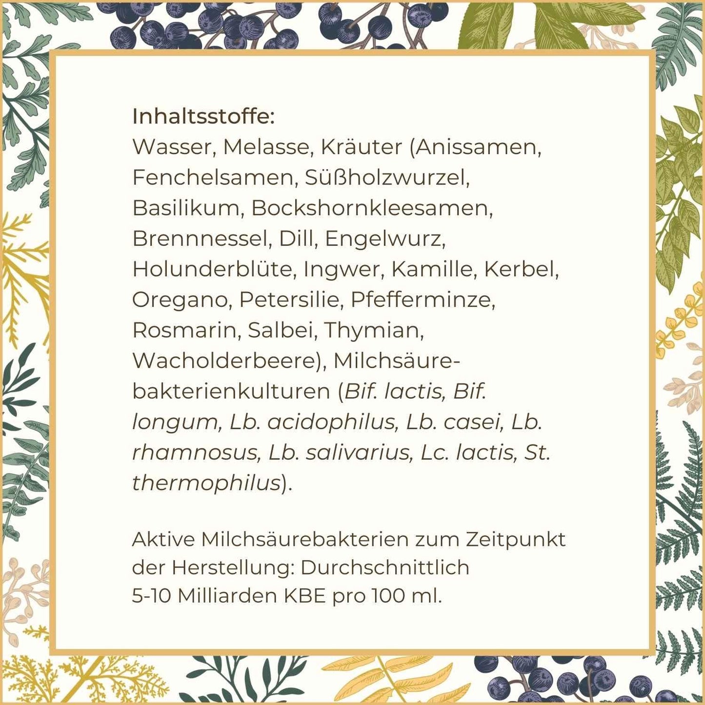 Inhaltsstoffe Volldeklaration Kräutertrunk | Naturstoff