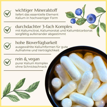 Eigenschaften der Kalium Kapseln aufgelistet | Naturstoff