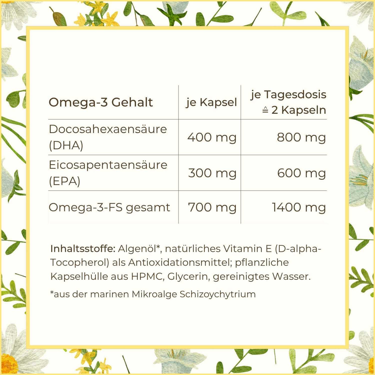 Omega-3 Kapseln Inhaltsstoffe | Naturstoff