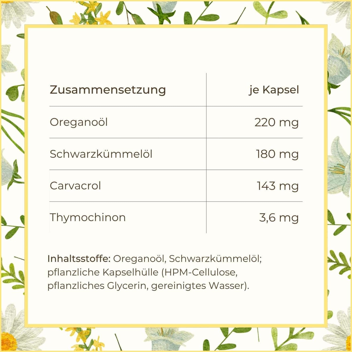 Oreganoöl Kapseln Inhaltsstoffe | Naturstoff