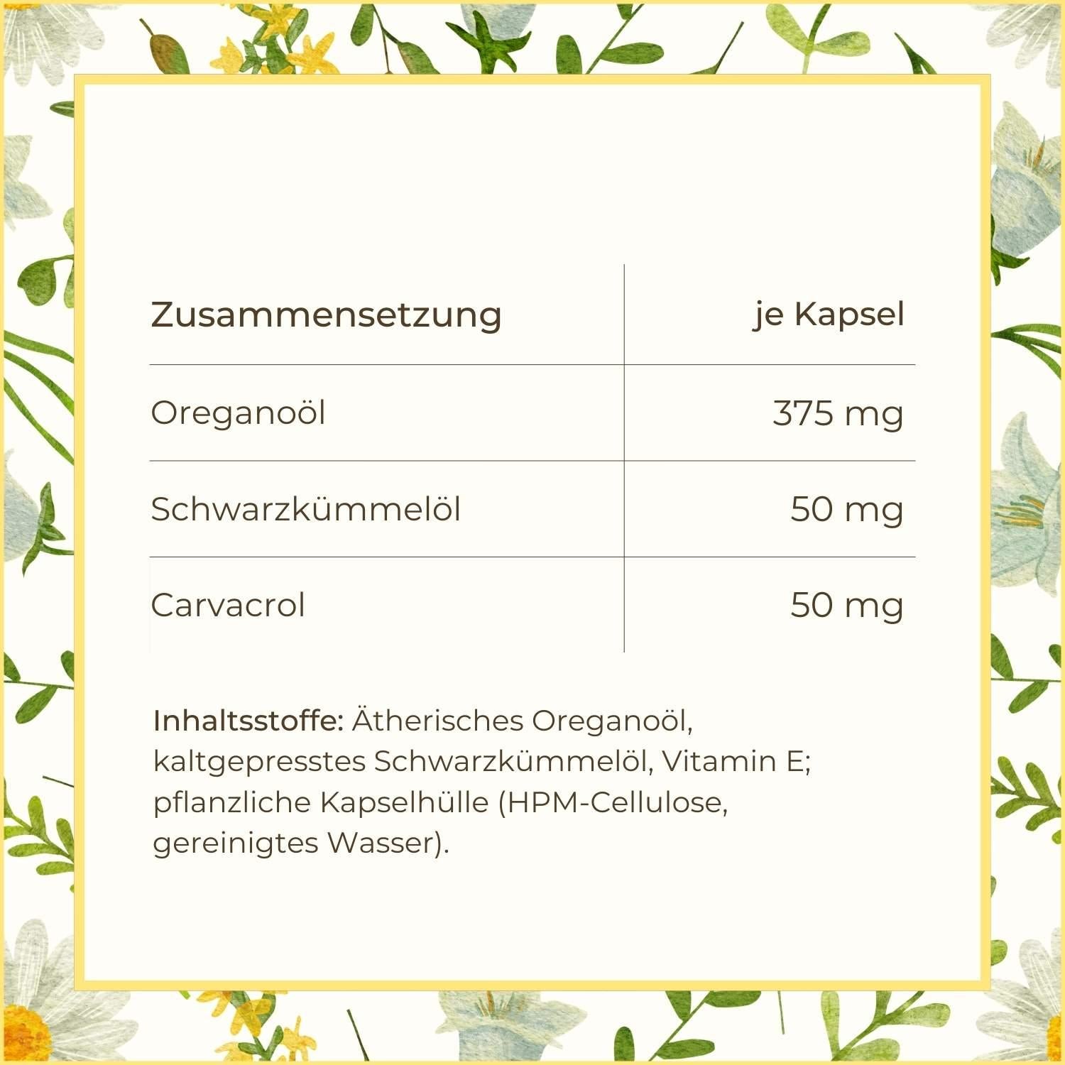 Zusammensetzung Oreganoöl Kapseln von Naturstoff