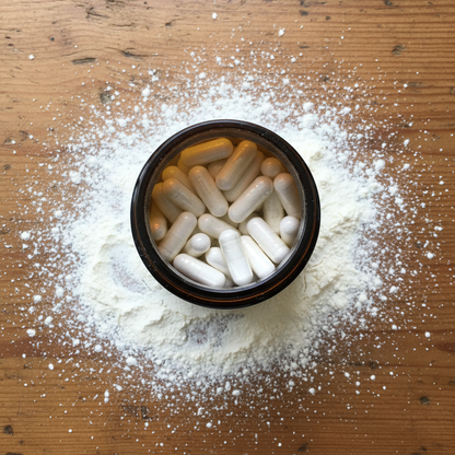 L-Lysin Aminosäuren Kapseln von oben | Naturstoff